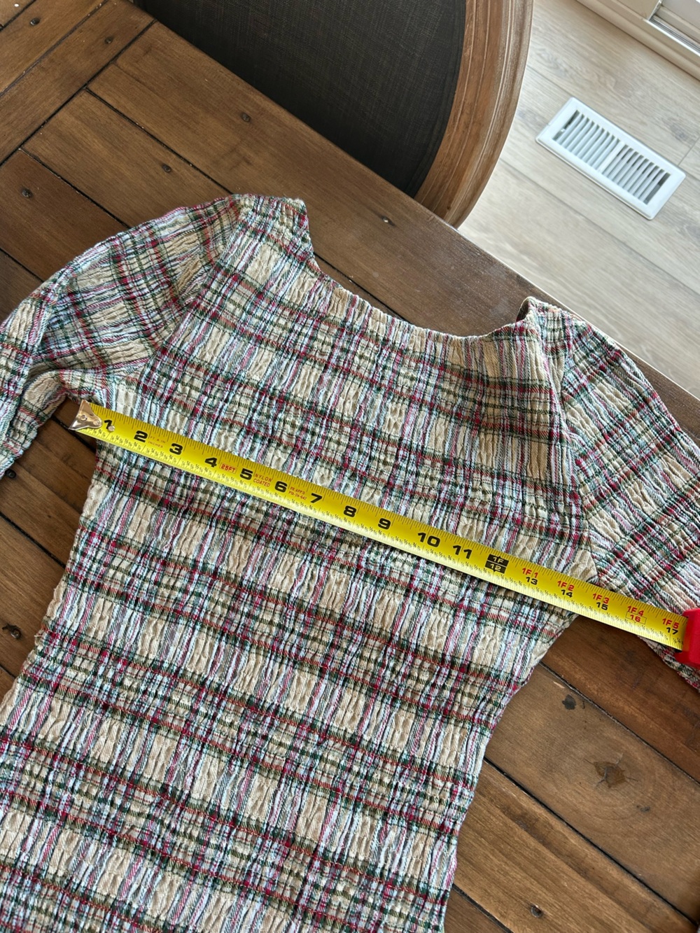 NWT OHSEVENDAYS Anthropologie McKenzie Shirred Tartan Pleated Green Midi Dress M - Picture 12 of 13